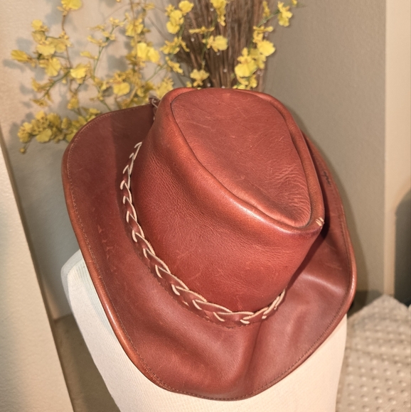 Accessories - Genuine Leather Hat Handcrafted Size L